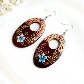 New Design Painting Wood Earrings Fresh Look